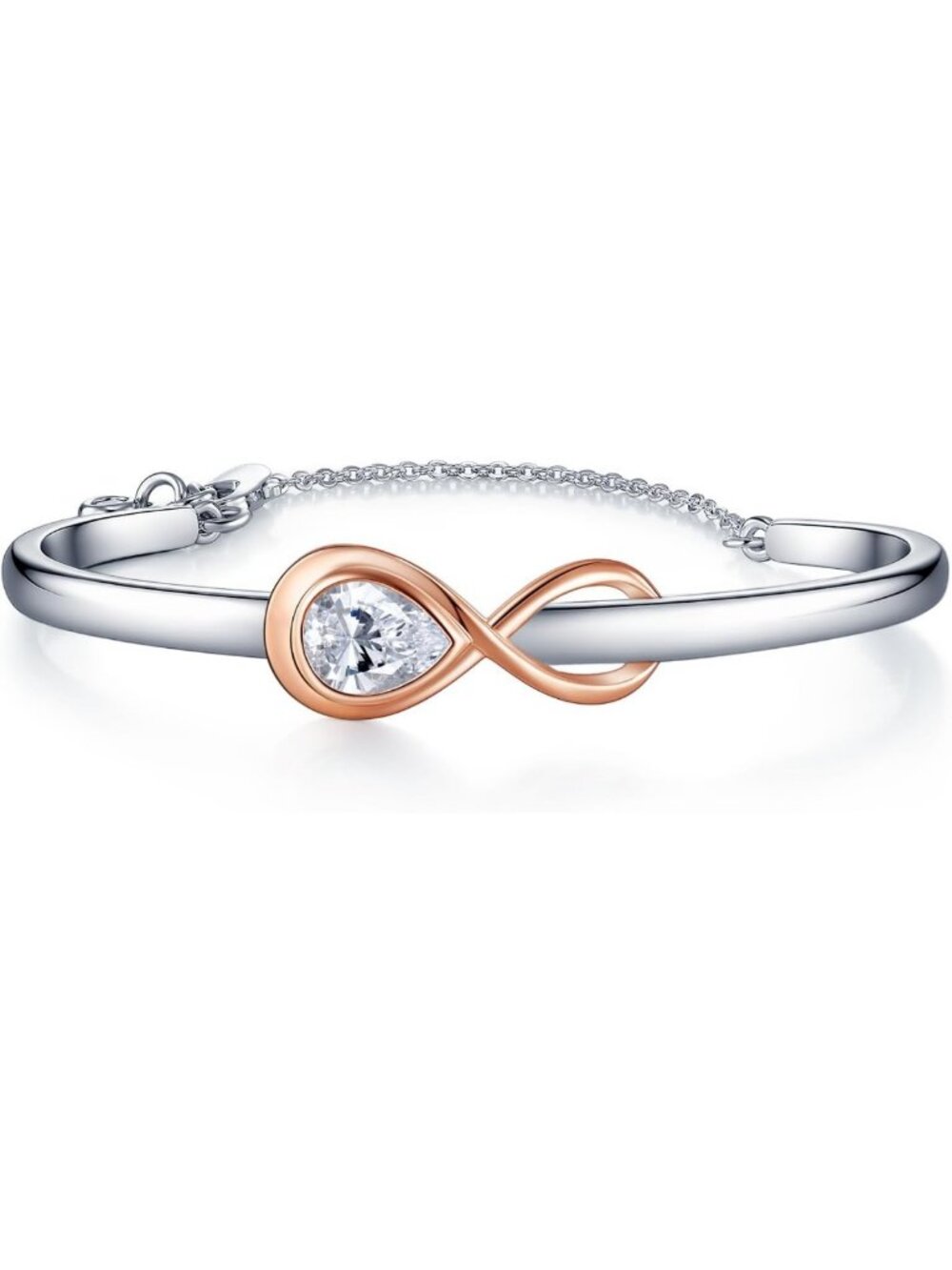Two-Tone 18K Gold Plated Infinity Bracelet for Women | Adjustable Minimalist